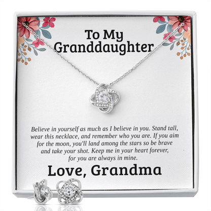 To My Granddaughter — Believe In Yourself | 14k White Gold Necklace and Earring Set