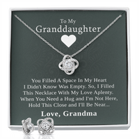 To My Granddaughter — A Grandmother's Love | 14k White Gold Necklace and Earring Set | Green Card