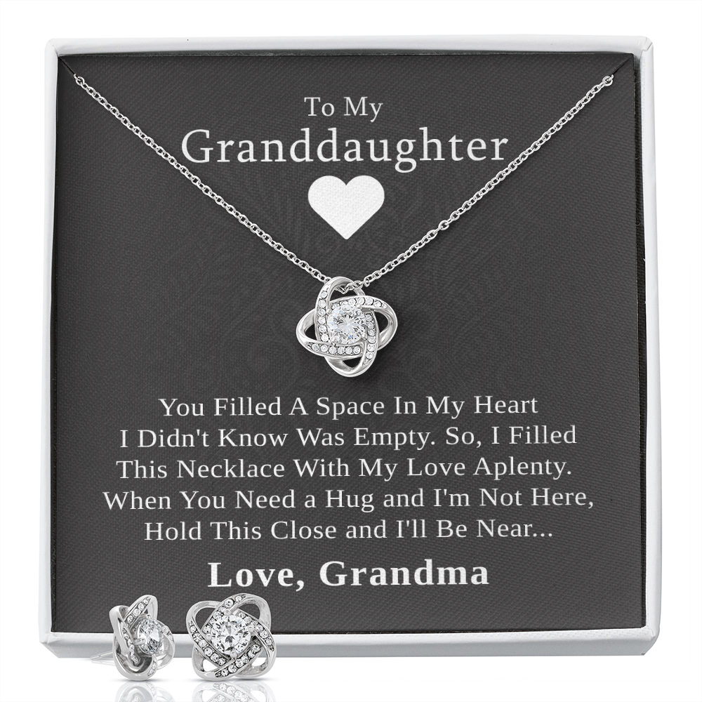 To My Granddaughter — A Grandmother's Love | 14k White Gold Necklace and Earring Set | Gray Card