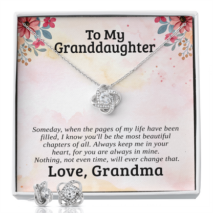 To My Granddaughter — Most Beautiful Chapter | 14k White Gold Necklace and Earring Set