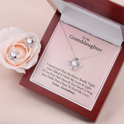 To My Granddaughter, From Grandma — Keep Me In Your Heart | 14k White Gold Necklace and Earring Set