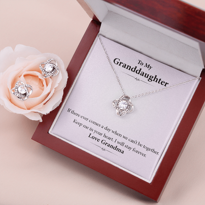 To My Granddaughter, From Grandma — Keep Me In Your Heart | 14k White Gold Necklace and Earring Set