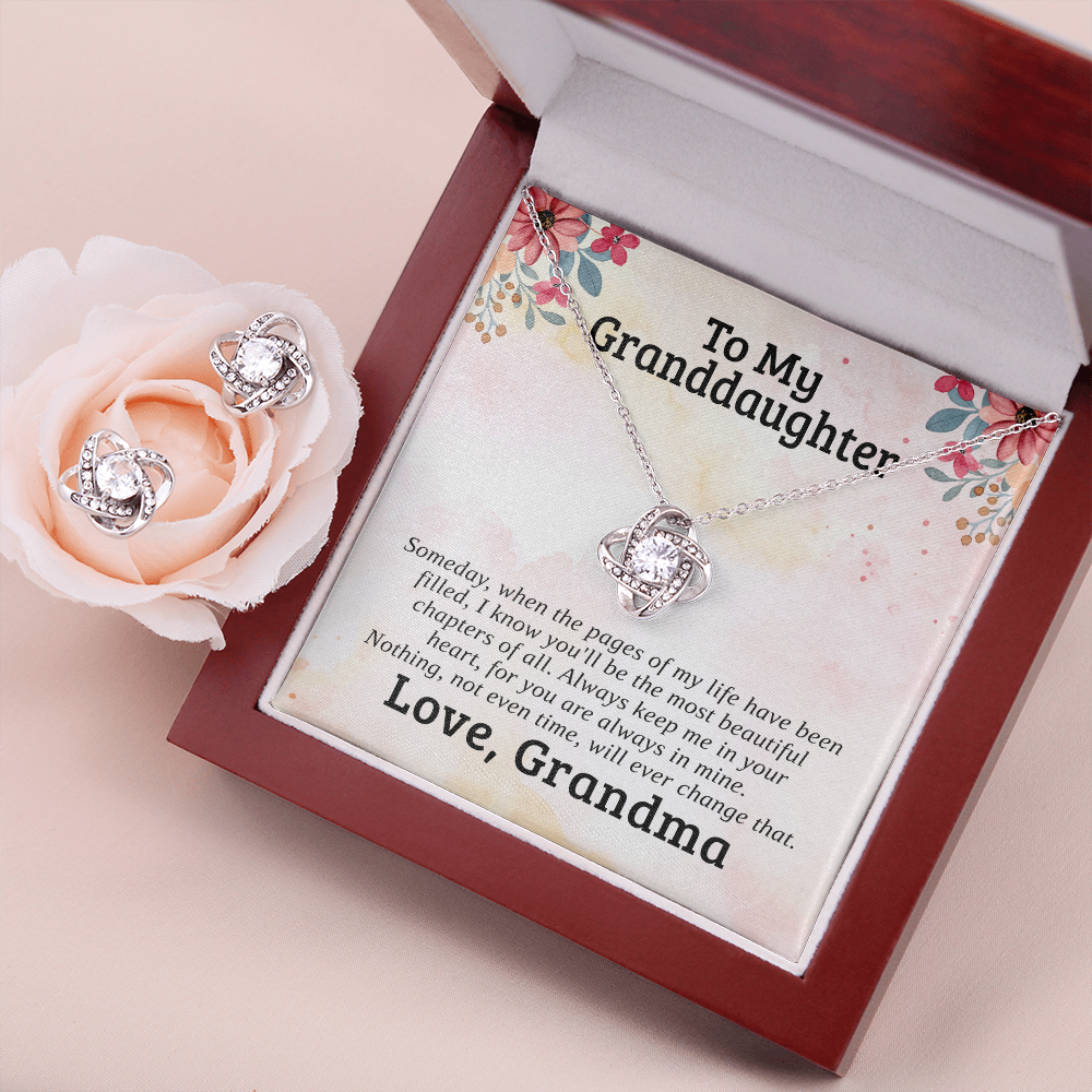 To My Granddaughter — Most Beautiful Chapter | 14k White Gold Necklace and Earring Set