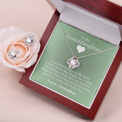 To My Granddaughter — A Grandmother's Love | 14k White Gold Necklace and Earring Set | Green Card