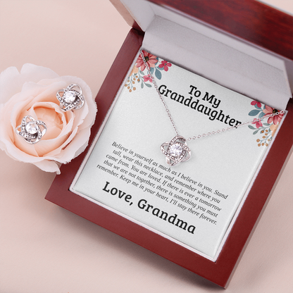 To My Granddaughter — Stand Tall & Believe | 14k White Gold Necklace and Earring Set