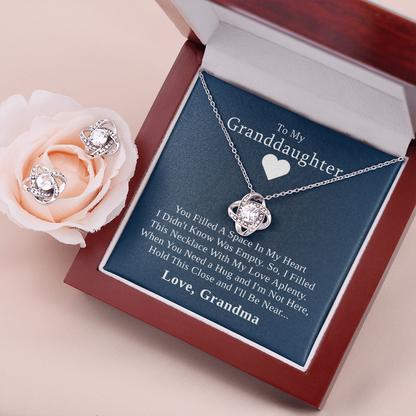 To My Granddaughter — A Grandmother's Love | 14k White Gold Necklace and Earring Set | Blue Card