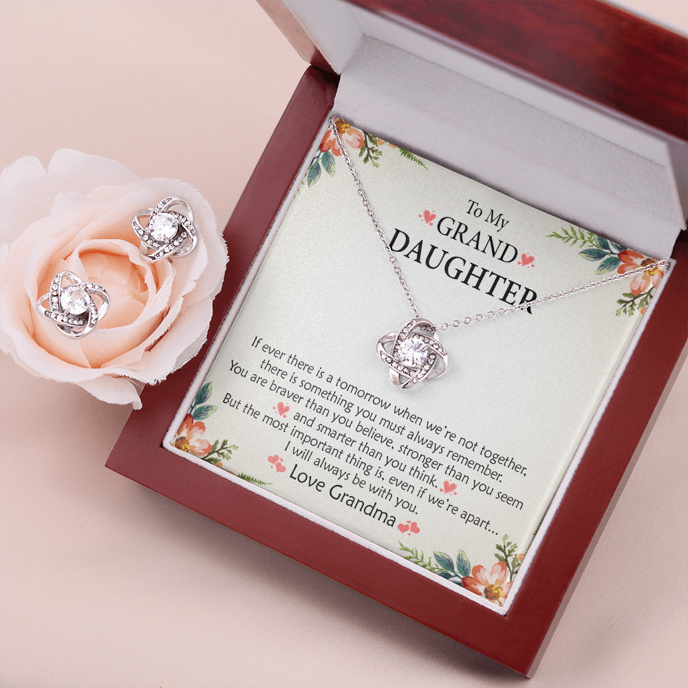 To My Granddaughter —  Stronger Than You Believe | 14k White Gold Necklace and Earring Set