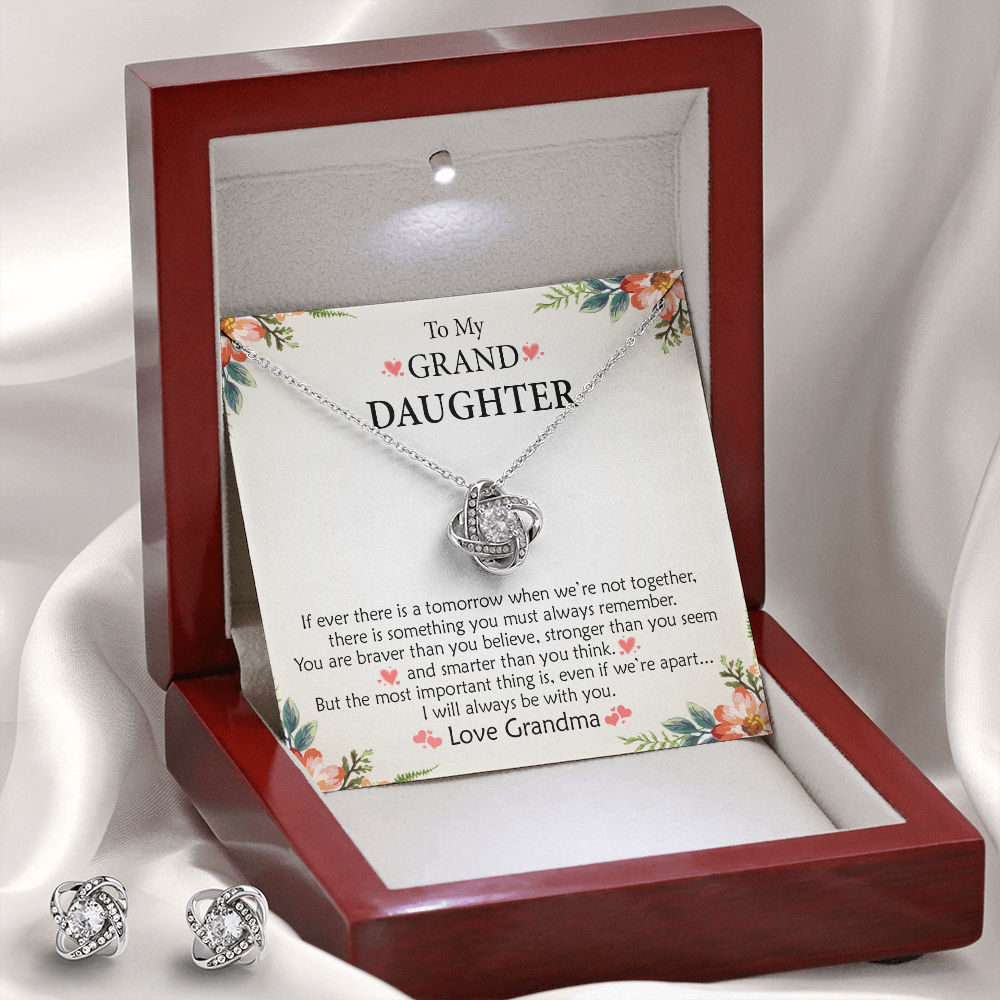 To My Granddaughter —  Stronger Than You Believe | 14k White Gold Necklace and Earring Set