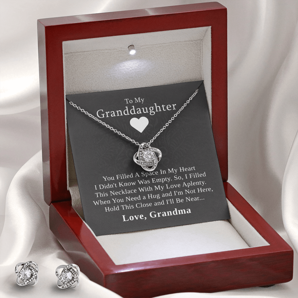 To My Granddaughter — A Grandmother's Love | 14k White Gold Necklace and Earring Set | Gray Card