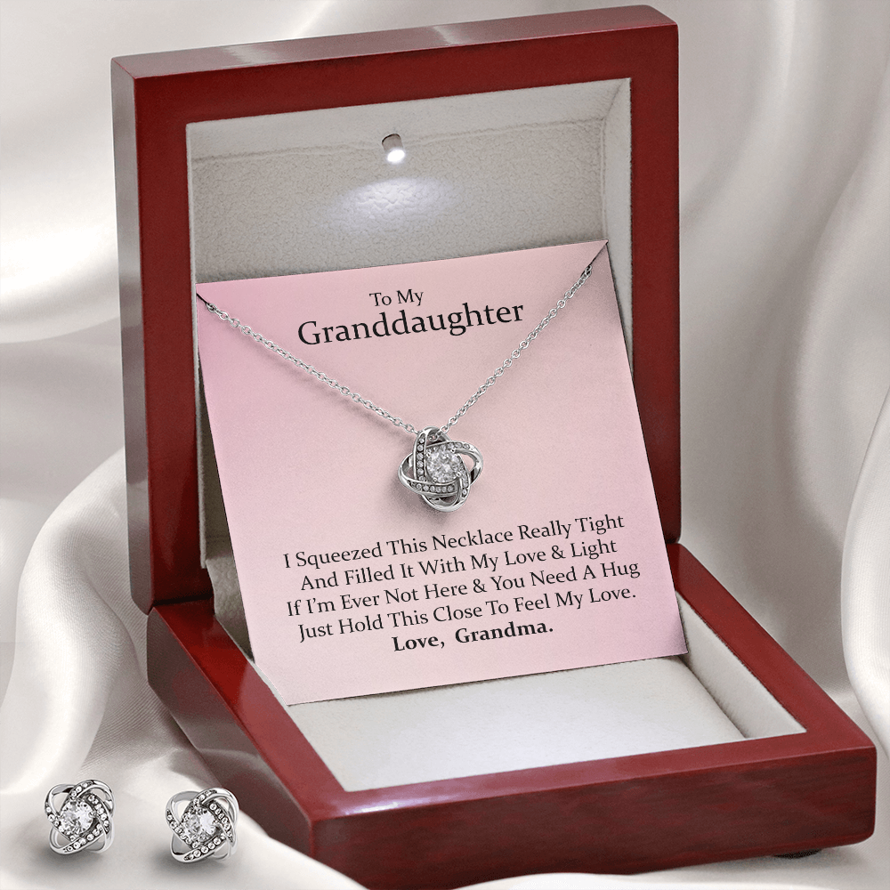 To My Granddaughter, From Grandma — Keep Me In Your Heart | 14k White Gold Necklace and Earring Set