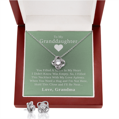 To My Granddaughter — A Grandmother's Love | 14k White Gold Necklace and Earring Set | Green Card
