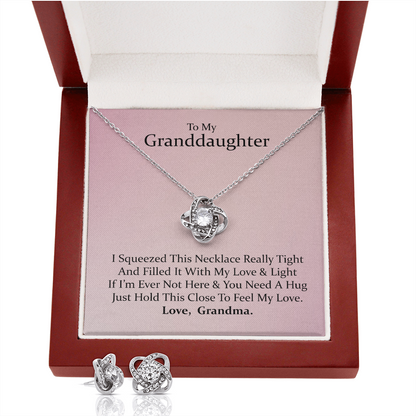 To My Granddaughter, From Grandma — Keep Me In Your Heart | 14k White Gold Necklace and Earring Set