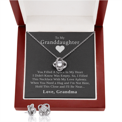 To My Granddaughter — A Grandmother's Love | 14k White Gold Necklace and Earring Set | Gray Card
