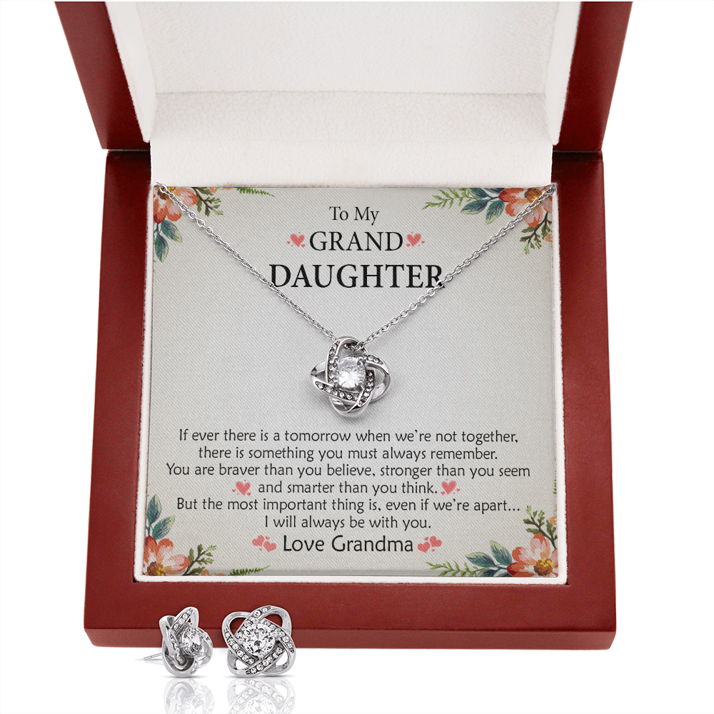To My Granddaughter —  Stronger Than You Believe | 14k White Gold Necklace and Earring Set