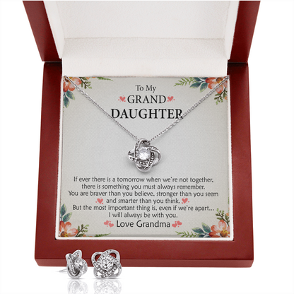 To My Granddaughter —  Stronger Than You Believe | 14k White Gold Necklace and Earring Set