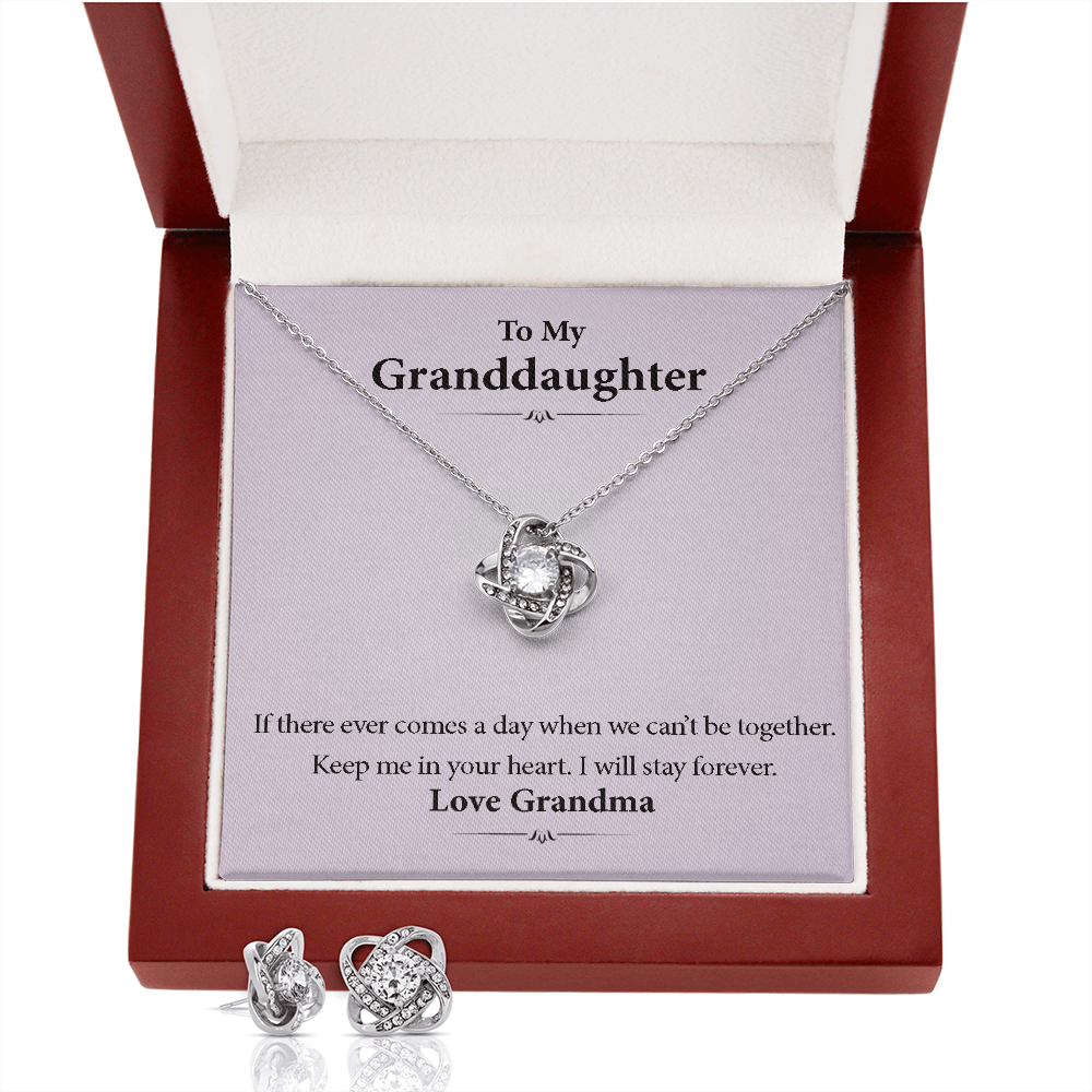 To My Granddaughter, From Grandma — Keep Me In Your Heart | 14k White Gold Necklace and Earring Set