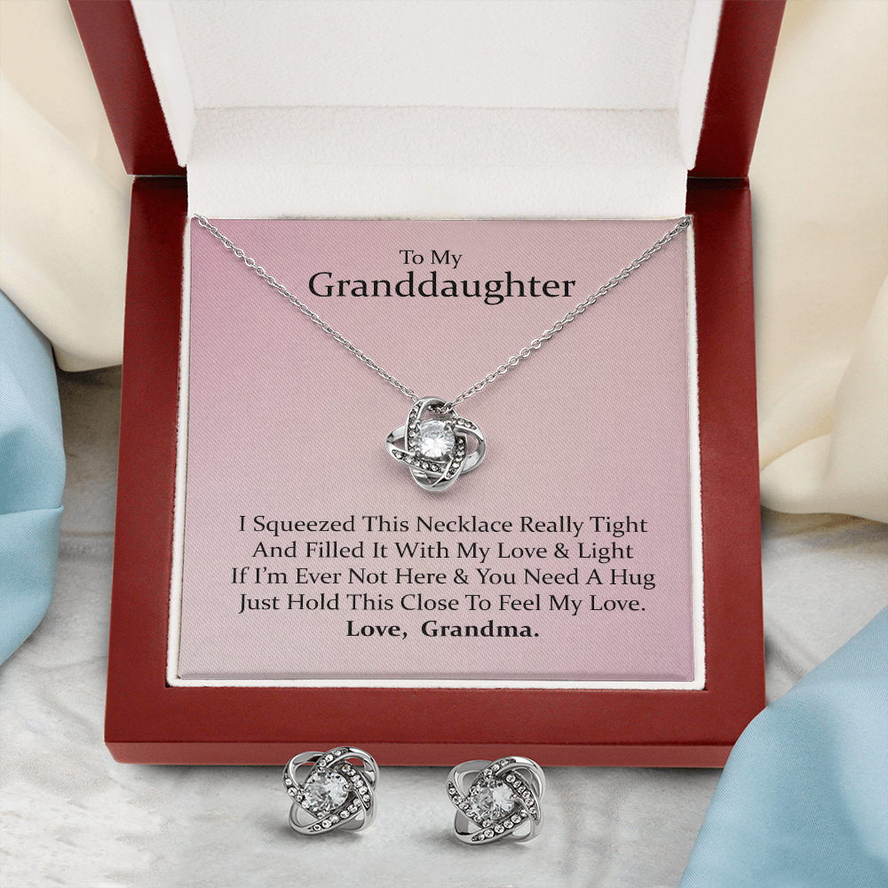 To My Granddaughter, From Grandma — Keep Me In Your Heart | 14k White Gold Necklace and Earring Set