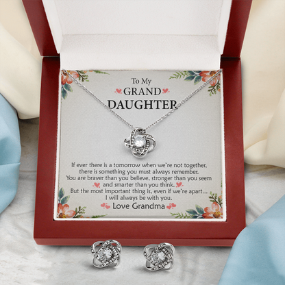 To My Granddaughter —  Stronger Than You Believe | 14k White Gold Necklace and Earring Set