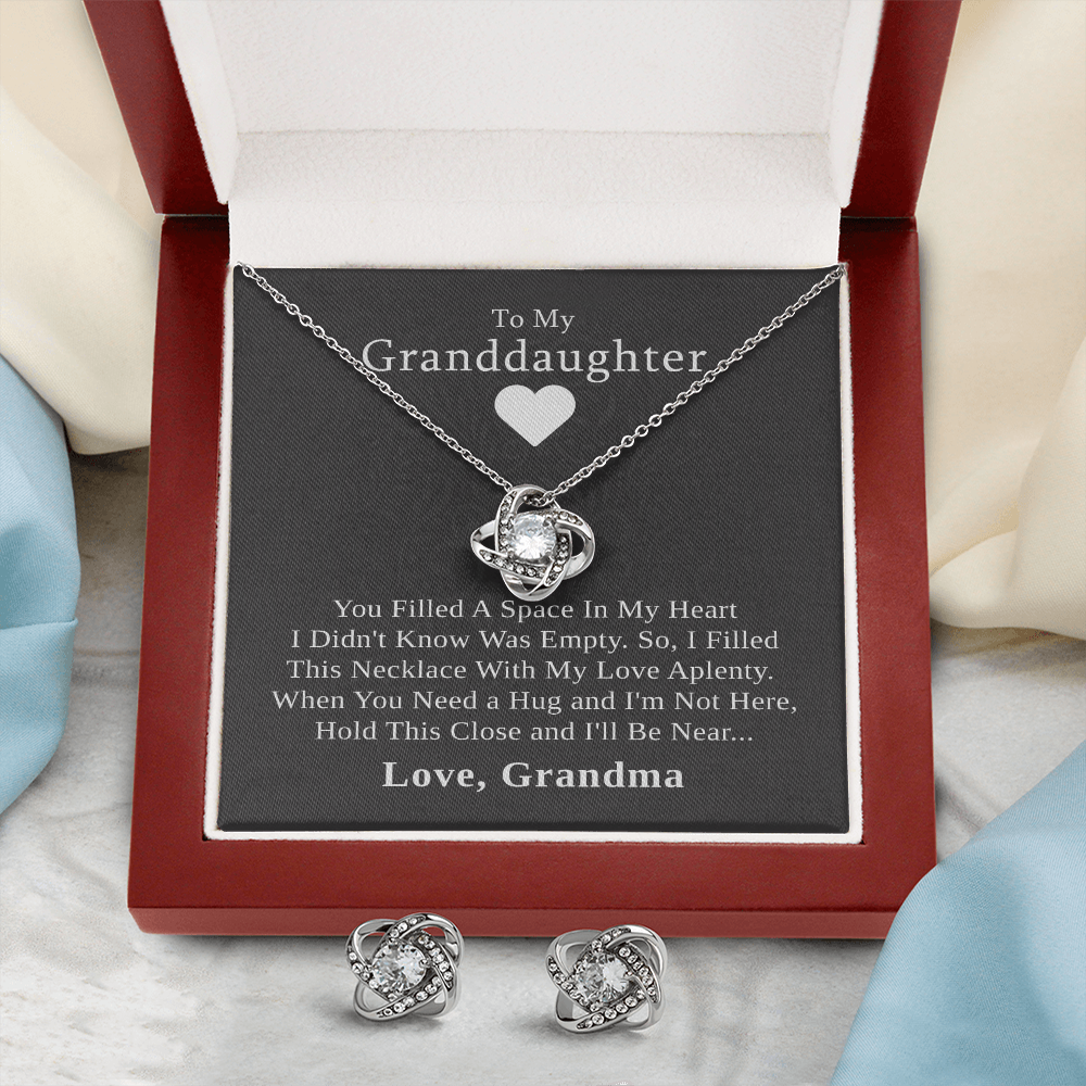 To My Granddaughter — A Grandmother's Love | 14k White Gold Necklace and Earring Set | Gray Card