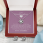 To My Granddaughter — A Grandmother's Love | 14k White Gold Necklace and Earring Set | Pink Card