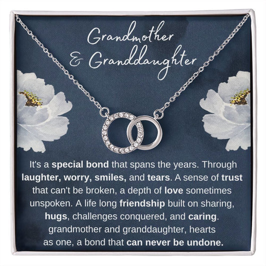 Grandmother and Granddaughter, Hearts as One - Gold Interlocked Circles Family Necklace