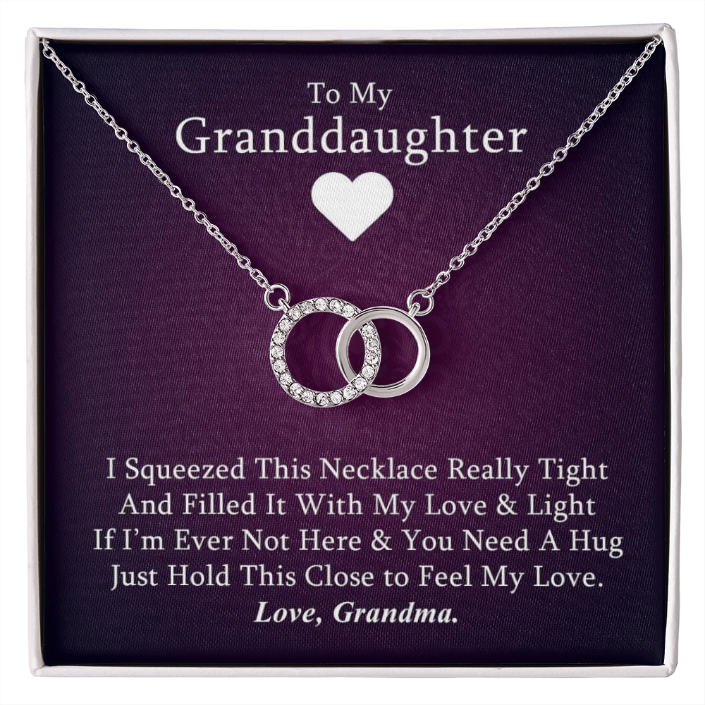 Granddaughter - Hugs Forever | 14k White Gold Interlocked Circles Necklace