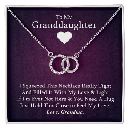Granddaughter - Hugs Forever | 14k White Gold Interlocked Circles Necklace
