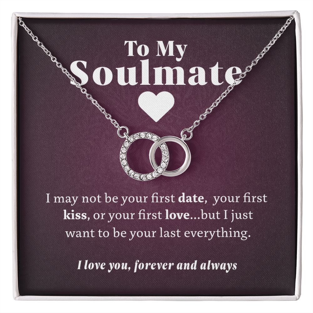 To My Soulmate Necklace - "Perfect Pair" Stainless Steel and White Gold, Poem Gift Box Included