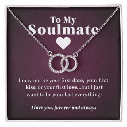 To My Soulmate Necklace - "Perfect Pair" Stainless Steel and White Gold, Poem Gift Box Included