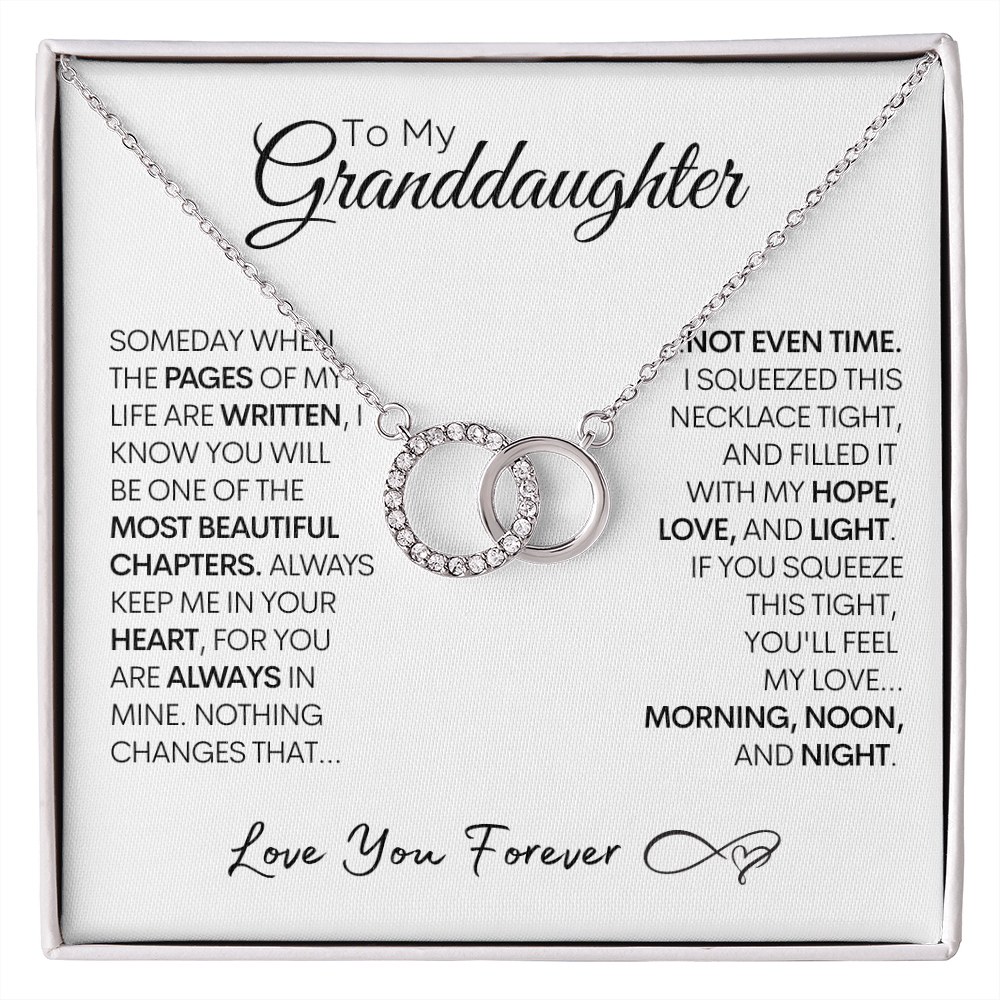 Grand Daughter Gift, Stainless Steel and 14k White Gold Locked Circles Necklace