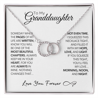 Grand Daughter Gift, Stainless Steel and 14k White Gold Locked Circles Necklace