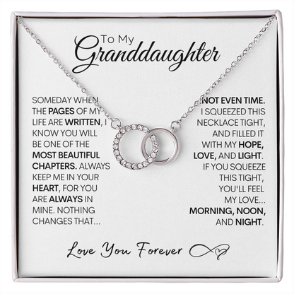 Grand Daughter Gift, Stainless Steel and 14k White Gold Locked Circles Necklace