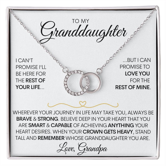 To My Granddaughter Necklace (Love, Grandpa) - Promise To Love You, Gold & Stainless Steel Necklace