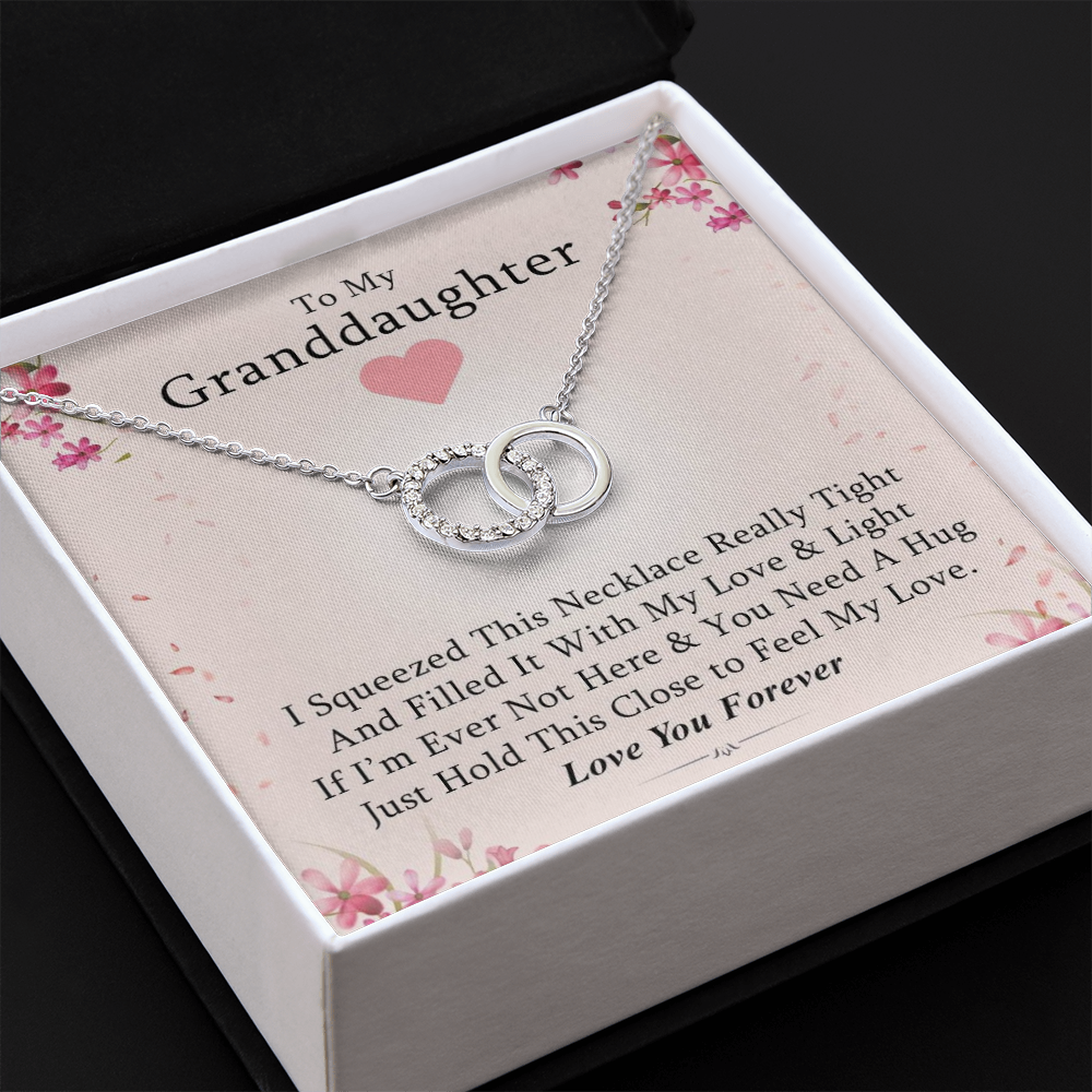 To My Granddaughter - Cherry Blossom Hugs | Beautiful 14k White Gold Locked Circles Necklace