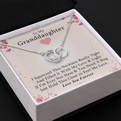 To My Granddaughter - Cherry Blossom Hugs | Beautiful 14k White Gold Locked Circles Necklace