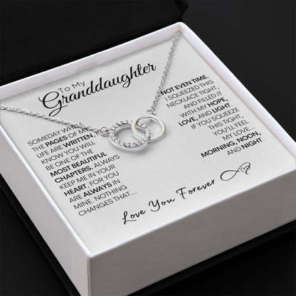 Grand Daughter Gift, Stainless Steel and 14k White Gold Locked Circles Necklace