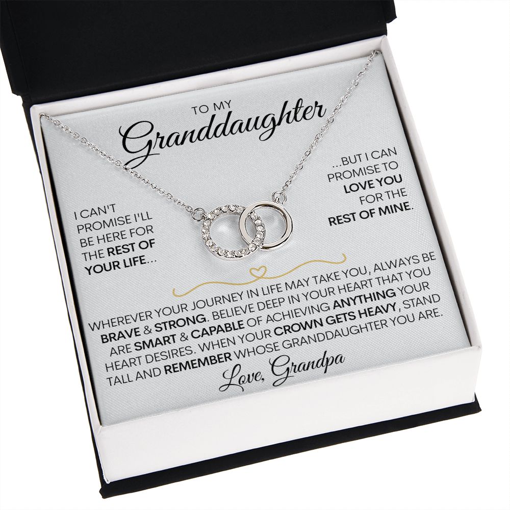 To My Granddaughter Necklace (Love, Grandpa) - Promise To Love You, Gold & Stainless Steel Necklace