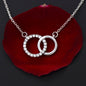 Grand Daughter Gift, Stainless Steel and 14k White Gold Locked Circles Necklace