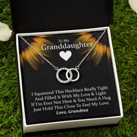 To My Granddaughter - Squeezed This Necklace (Sunflower) | Beautiful 14k White Gold Locked Circles Necklace