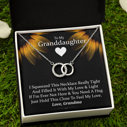 To My Granddaughter - Squeezed This Necklace (Sunflower) | Beautiful 14k White Gold Locked Circles Necklace
