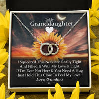 To My Granddaughter - Squeezed This Necklace (Sunflower) | Beautiful 14k White Gold Locked Circles Necklace
