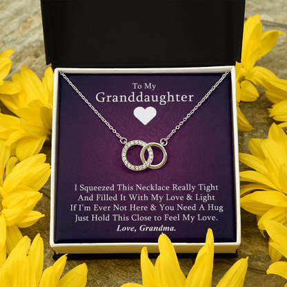 Granddaughter - Hugs Forever | 14k White Gold Interlocked Circles Necklace