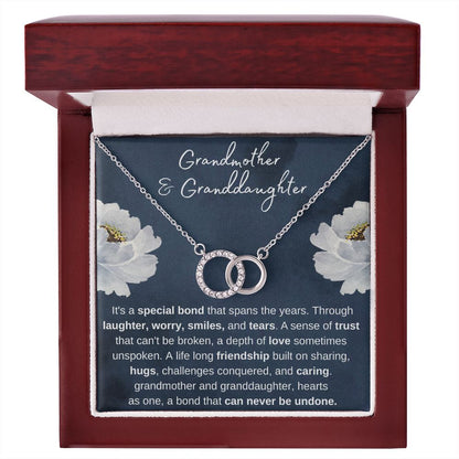 Grandmother and Granddaughter, Hearts as One - Gold Interlocked Circles Family Necklace