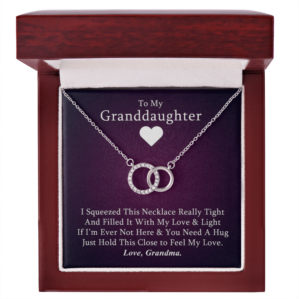 Granddaughter - Hugs Forever | 14k White Gold Interlocked Circles Necklace