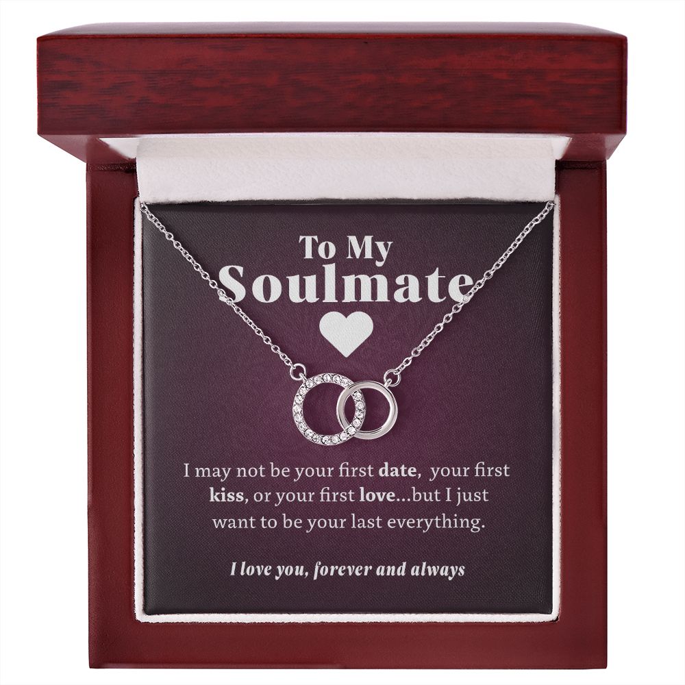 To My Soulmate Necklace - "Perfect Pair" Stainless Steel and White Gold, Poem Gift Box Included