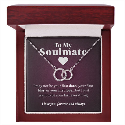 To My Soulmate Necklace - "Perfect Pair" Stainless Steel and White Gold, Poem Gift Box Included
