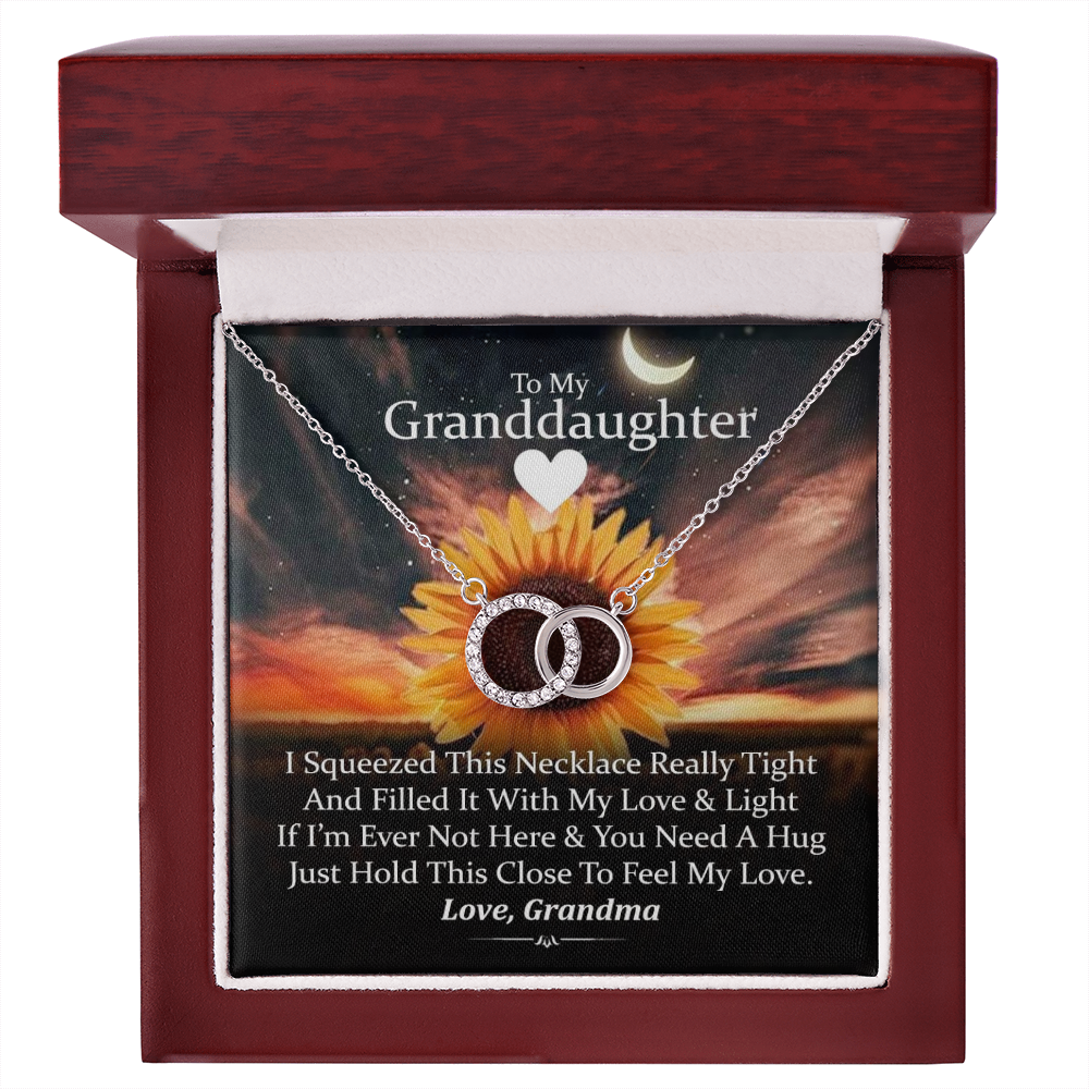 To My Granddaughter - Squeezed This Necklace (Sunflower) | Beautiful 14k White Gold Locked Circles Necklace