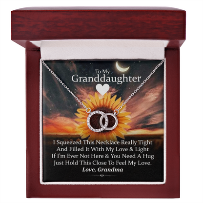 To My Granddaughter - Squeezed This Necklace (Sunflower) | Beautiful 14k White Gold Locked Circles Necklace