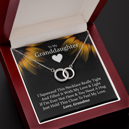To My Granddaughter - Squeezed This Necklace (Sunflower) | Beautiful 14k White Gold Locked Circles Necklace