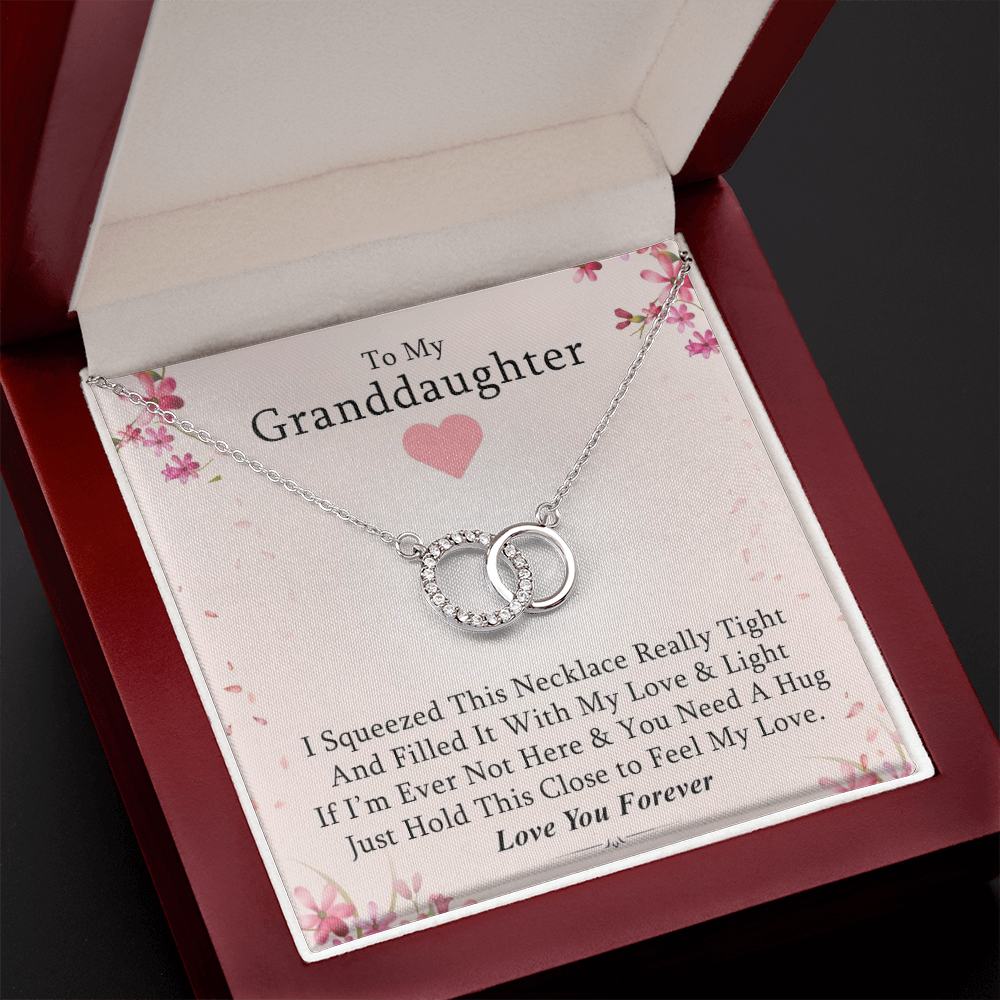 To My Granddaughter - Cherry Blossom Hugs | Beautiful 14k White Gold Locked Circles Necklace